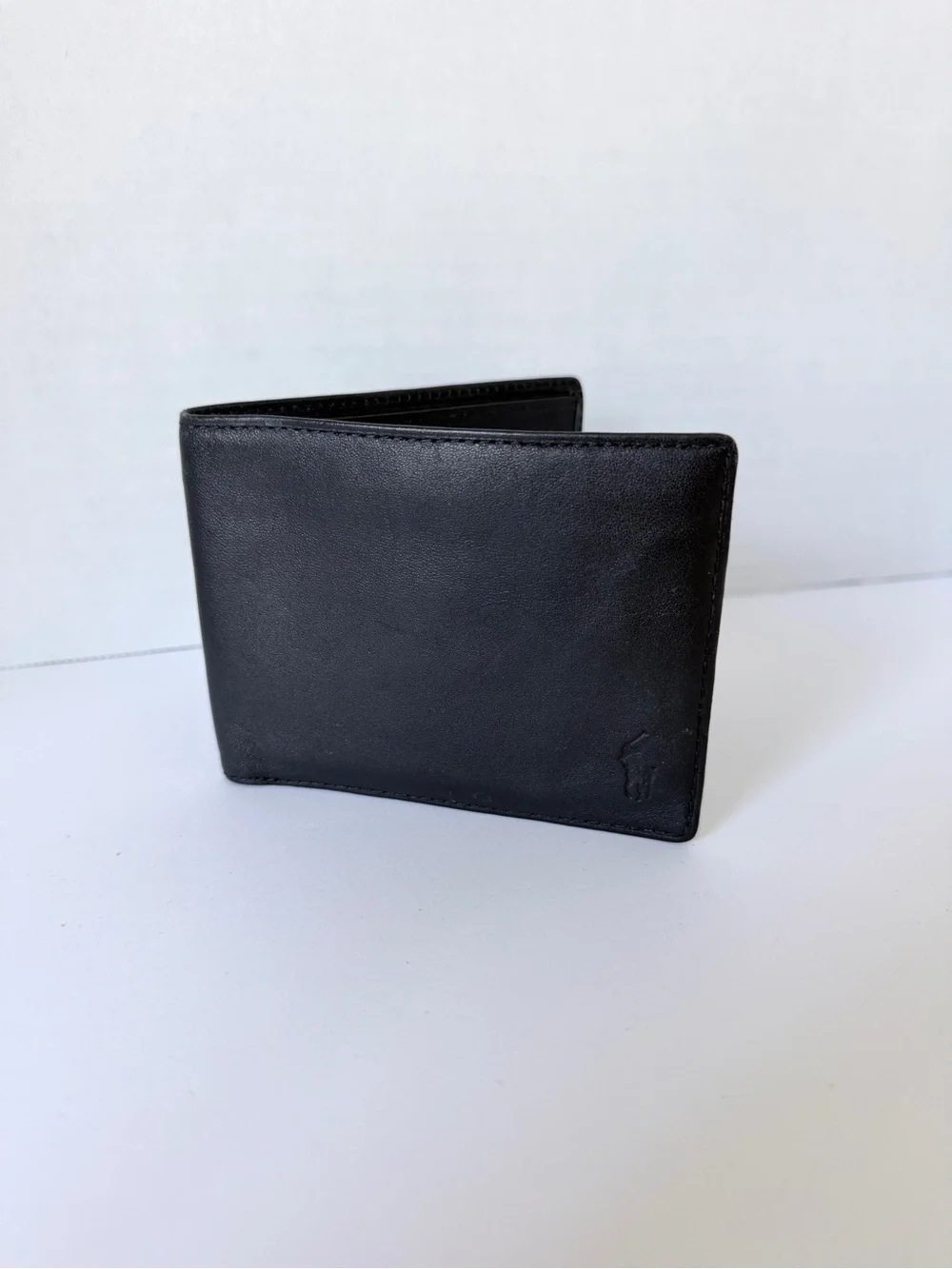 Ralph Lauren Black Leather Wallet with Embossed Polo Logo